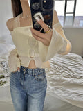 Y2k Vintage T-shirt Women Skinny Sexy Two Pieces Tops Streetwear Lace Up Tank+ Cloak Gothic Clothes Sunmmer