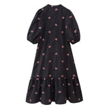 2024 New Simple And Generous Embroidered Flower Medium-Length Dress