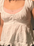 Puff Sleeve Buttoned Ruffle Blouse-Outfit