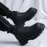 Zingj Kong Wind Tooling Boots Male Fashion Autumn New Handsome Black Locomotive Ankle Boots British Wind Martin Boots