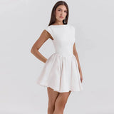 Short Sleeve Backless Mini Dress- Outfit