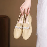 Zingj 2023 New Fashion Soft Bottom Flat Fairy Two Wear Plus Size Single Shoes Bean Shoes Women's