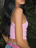 Rhinestone Letter Cropped Tank Top- Outfit