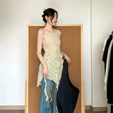 Y2k Aesthetic Sexy Backless Tank Top Women Sleeveless Streetwear Irregular Tanks Harajuku Bandage Hollow Out Grunge