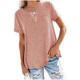 Zingj And Summer New Top V-Neck Short-Sleeved Pocket Loose T-Shirt Women-Outfit
