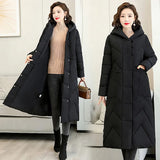 Korean Version Of Loose Leisure Cotton-Padded Jacket Long Painted Cotton-Padded Clothes Female Retro Art Down Cotton Clothes Middle-Aged And Elderly Mother Coat-Outfit