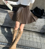 PU Leather Pleated Mini Skirt- Outfit