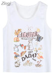 Cartoon Tanks Crop Tops Slim Fit Summer Short Y2k Rabbit Vintage Print Camis Women Sleeveless Tank Chic High