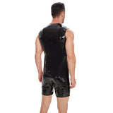 Zingj Men's Mirror PU Bright Leather Vest Slim Leisure Waterproof Sleeveless Leather Vest Size