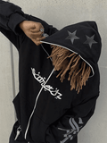 Men's Punk Star Embroidery Zip-Up Hoodie-Outfit