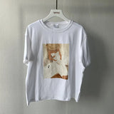 Fashion Bikini Girls Printing T-shirts Summer Tops Tees Woman Shorts Sleeve Loose Cotton Tops Boho Style Character