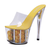 Zingj 2023 Summer New Model Shoes Super High Heels 17CM Thin Heel Waterproof Table Sandal Female Transparent