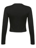 Rib Long Sleeve Printed Crop Top- Outfit