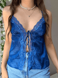 Lace Paneled Split Satin Crop Cami Top-Outfit