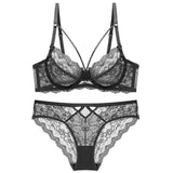 New Plus Size Lace Bra Set Push Up Bras and Panty Set Classic Bandage Underwire Lingerie Set Sexy Ultrathin