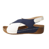 Bottom Cross-Slope Heel Sandals Women Wear Large-Size Impact Air-Breed Magic Sticky Beach Cold