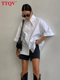 Casual Lapel White Women's Shirt 2022 Summer Half Sleeve Office Tops Female Elegant Fashion Loose Blouses And Shirts