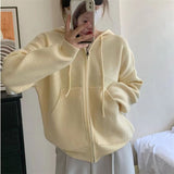 Zingj 2024 New Hoodie Loose Korean Knit Top-Outfit
