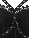 Ring Grommet Retro Velour Dress Velvet Sweetheart Neck High Waist Vintage 50s Fashion Sexy Party