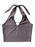 Tanks Top Femme T Shirt Vintage Cami Top Women Clothing Halter Tees Korean Fashion Clothing Heart-shape