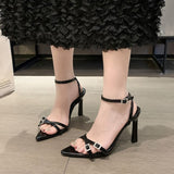 Sexy Goddess Fan Temperament Sharp-Toned High-Heeled High-Heeled Shoes New Summer One-Character Buckle With Fine