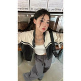 Leather Jacket Women Casual PU Y2k Vintage Jackets Female Patchwork Streetwear American Retro Locomotive Coat