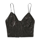 Blouse Summer New Women's Sequins With Bare Back Sexy V-Collar