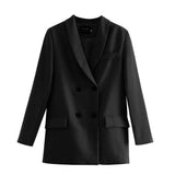 Womens blazer two piece suit set double breasted jacket blazer 2021 spring ladies formal