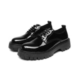 Zingj Shoes Korean Version British Wind Youth Business Shoes High Lace Up Suit Patent Leather Work Shoes