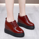 Height Patent Leather Small Leather Shoes Heel Waterproof Table Single Shoes Spring Autumn Pine Women's Shoes With Deep Mouth Plus Velvet Naked