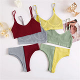 Seamless Underwear Women Bra Set Sexy Lingerie Set Female Underwear Bralette Ribbed Tops Fashion Tank Crop Tops