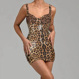 Leopard Print Sequined Mini Dress- Outfit