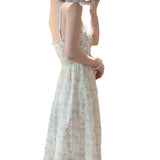 Zingj / Large Size Female Autumn Fat Mm Gentle Wind Embroidery Floral Strap Closed Waist Sling Dress Two Suits 200 Jin-Outfit