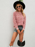 Winter New 2022 Leopard Knit Pullover Fashion Casual Style Women's Loose Round Neck Pullover Long Sleeve Sweater