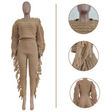 Zingj New Women's Wear Casual Solid Color Knit Long Sleeve Tassel
