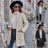 Winter New 2025 Women's Fashion Cardigan Standing Collar Solid Color Versatile Medium