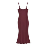 Zingj Trendy Women's Dress Hot Girls Sexy Basic Solid Color High Waist Show Thin Medium-Long Halter Skirt Hip
