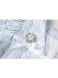 Women's Kawaii Princess Party Bow Mini Dress Elegant Ladies Puff Sleeve V-Neck Sweet Mori Girl A-line Dress Short