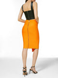 Bandage Skirt 2022 New Year Fashion Orange Bandage Knit Pencil Skirt Bodycon Women Summer Sexy Party Skirt