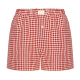 Summer New Ladies Leisurely Comfortable High-Waisted Broad-Legged Retro Lattice