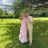 Pink Pleated Halter Maxi Dress-Outfit