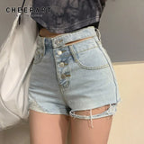Summer Ripped Denim Shorts Women 2021 Fashion Booty Blue Jean Shorts High Waist Distressed Shorts Bottoms