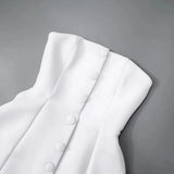 Buttoned Tube Fitted Mini Dress-Outfit