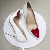 Pumps with Red Heart Women Shoes Classics 12cm High Heel Shoes Pointed Toe Women Party Wedding 10cm 8cm QP099