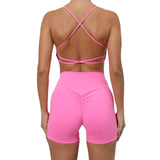 Zingj Shoulder Strap Beautiful Back Bra Peach Hip Shorts Yoga Suit Running Quick-Dry Tight Sports Fitness Suit-Outfit