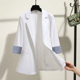Women Office Lady Work-suit Slim Korean Style Simple Minimalist Patchwork Business OL Large Size Trendy Womens Femme