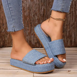 Zingj Bottom Slippers Women Wear The New 2024 Washed Letter Embroidery One Word Pine Platform Heighten Cool