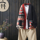 autumn and winter matching large pockets long sleeve buttoned outer knit cardigan women loose literary V-neck