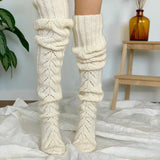Zingj And Winter Solid Color Hollow Out Mesh Long Tube Over The Knee Pile Pile Socks Women's Knitting