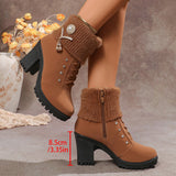 The Fall Of 2025, The New Women's Boots Water Drilled Wool Mouth High Heel And Large-Size Fashion Shoes